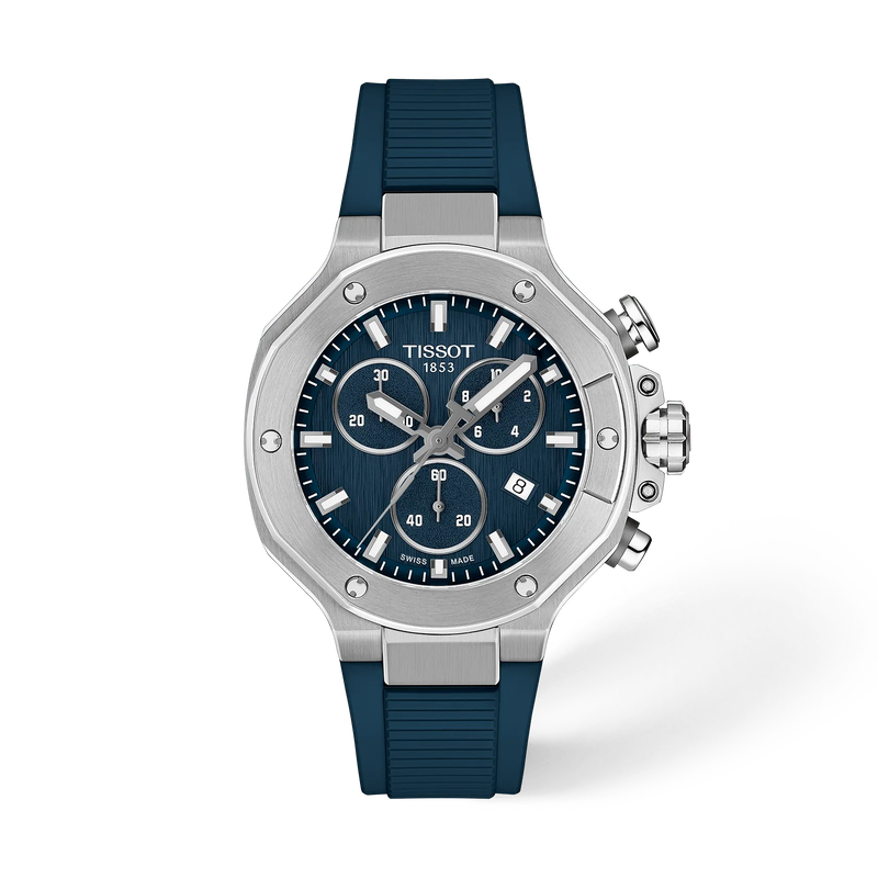 Front view of the watch 天梭競速系列38mm with shadow