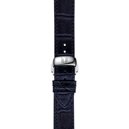 Zoom sur Bracelet officiel Tissot cuir bleu entre-cornes 19 mm