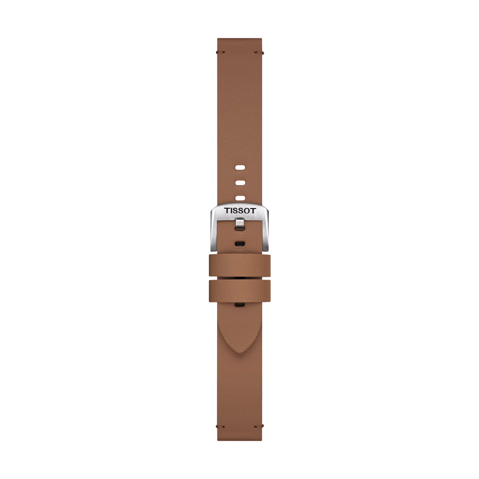 Front view of Tissot Official Brown Synthetic Strap Lugs 18 mm