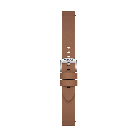 Front view of Tissot Official Brown Synthetic Strap Lugs 18 mm