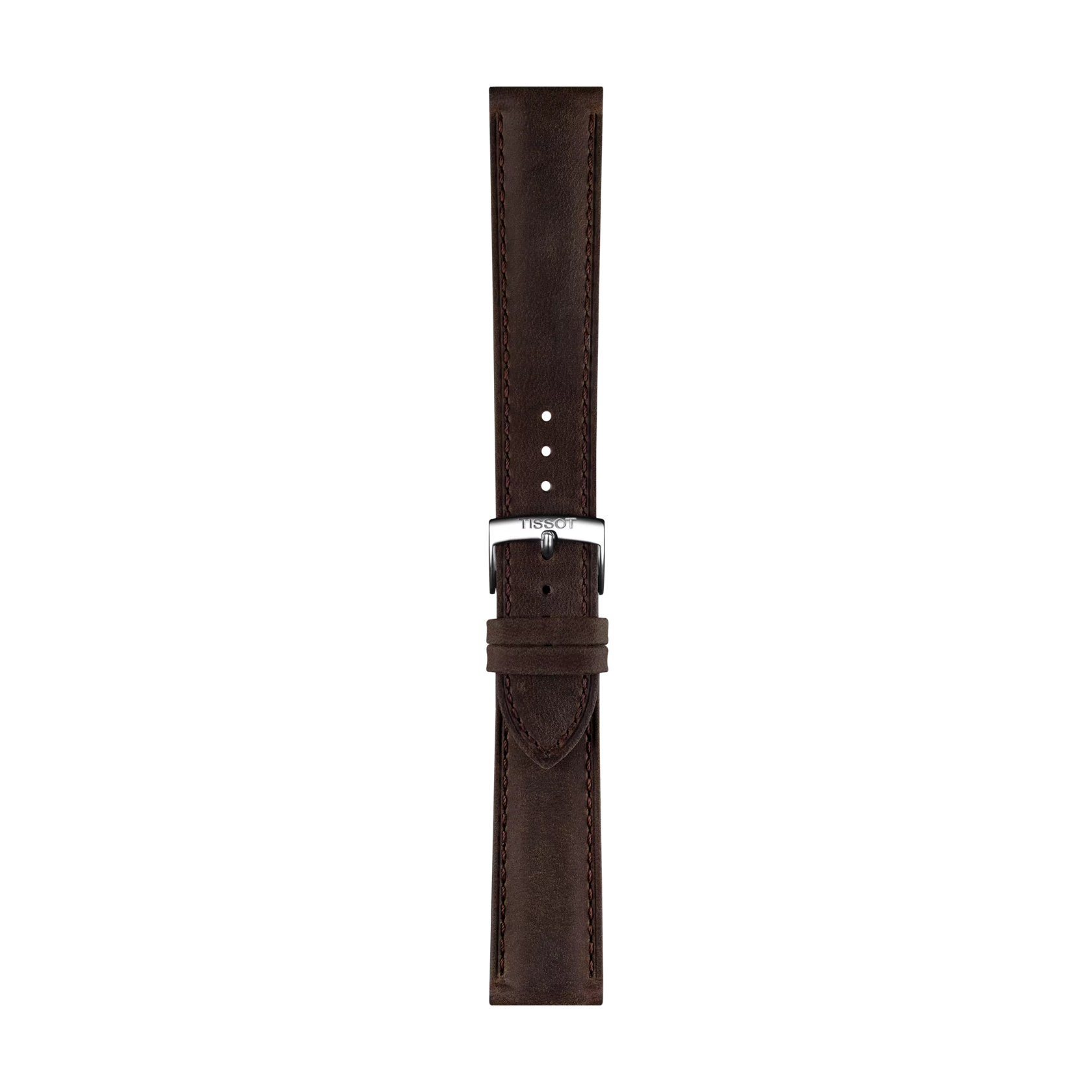 티쏘 정품 브라운 레더 스트랩 20 mm 의 전면 뷰