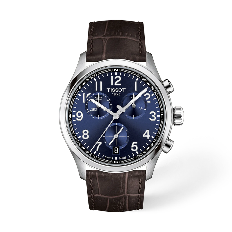 Front view of the watch Tissot Chrono L 42mm with shadow