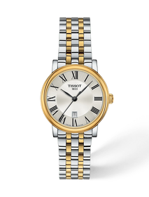 Front view of the watch Tissot Carson Premium 30mm with shadow