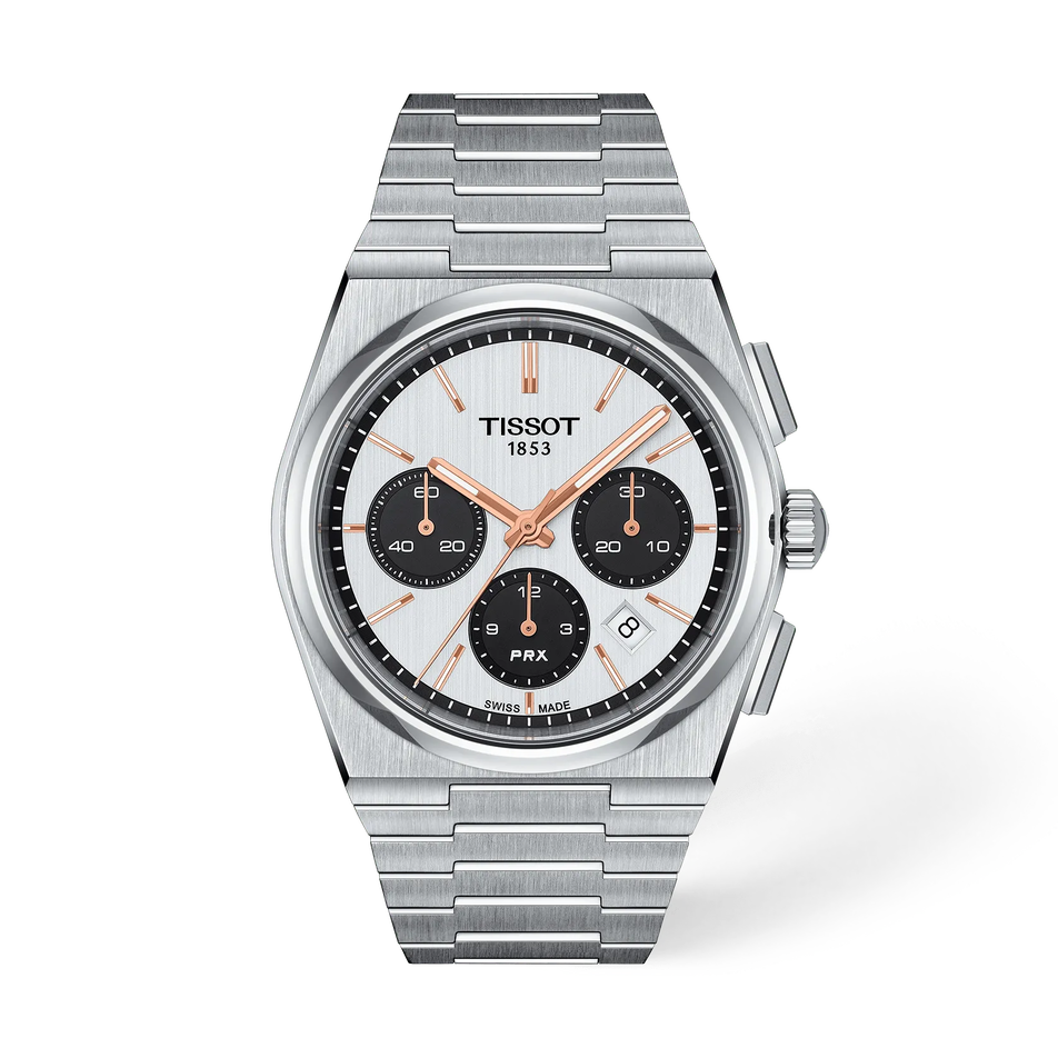 Front view of the watch Tissot PRX 42mm with shadow