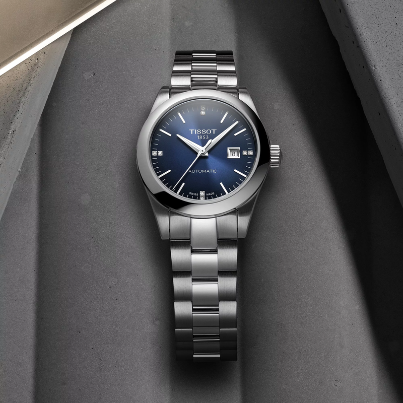 Tissot T-My Lady Automatic watch on a colored background