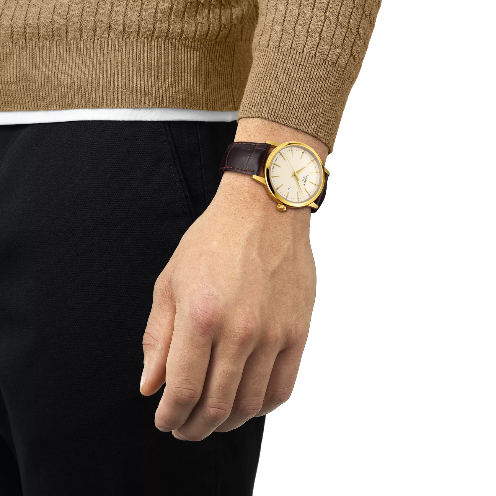 Simulation de la montre Tissot Classic Dream 42mm sur un poignet