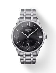 มุมมองด้านหน้าของนาฬิกา Tissot Chemin des Tourelles Powermatic 80 พร้อมเงา