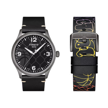 Front view of the watch Tissot Gent XL 3x3 Street Basketball with additional bracelet