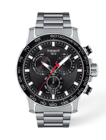 Front view of the watch Tissot Supersport Chrono 45.5mm with shadow