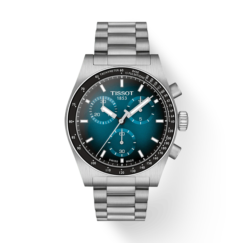 Front view of the watch Tissot PR516 40mm with shadow