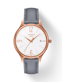 Front view of the watch Tissot Bella Ora Round with shadow