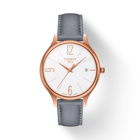 Front view of the watch Tissot Bella Ora Round with shadow