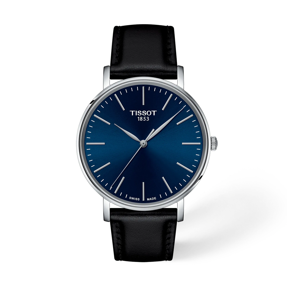 Front view of the watch Tissot Everytime 40mm with shadow