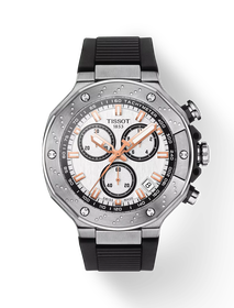 Front view of the watch Tissot T-Race 45mm with shadow