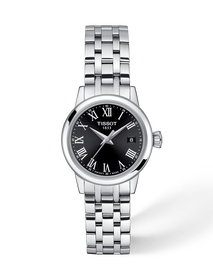 Front view of the watch Tissot Classic Dream 28mm with shadow