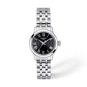 Front view of the watch Tissot Classic Dream 28mm with shadow