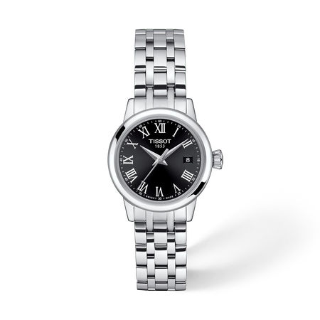 Front view of the watch Tissot Classic Dream 28mm with shadow