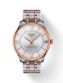 Front view of the watch Tissot Chemin Des Tourelles 42mm with shadow