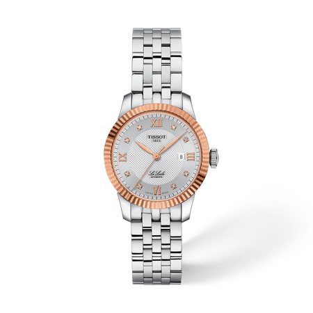 Front view of the watch Tissot Le Locle Gold 29mm with shadow