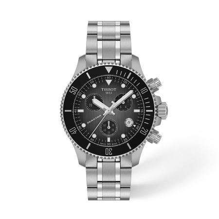 Front view of the watch Tissot Seastar 1000 38mm with shadow