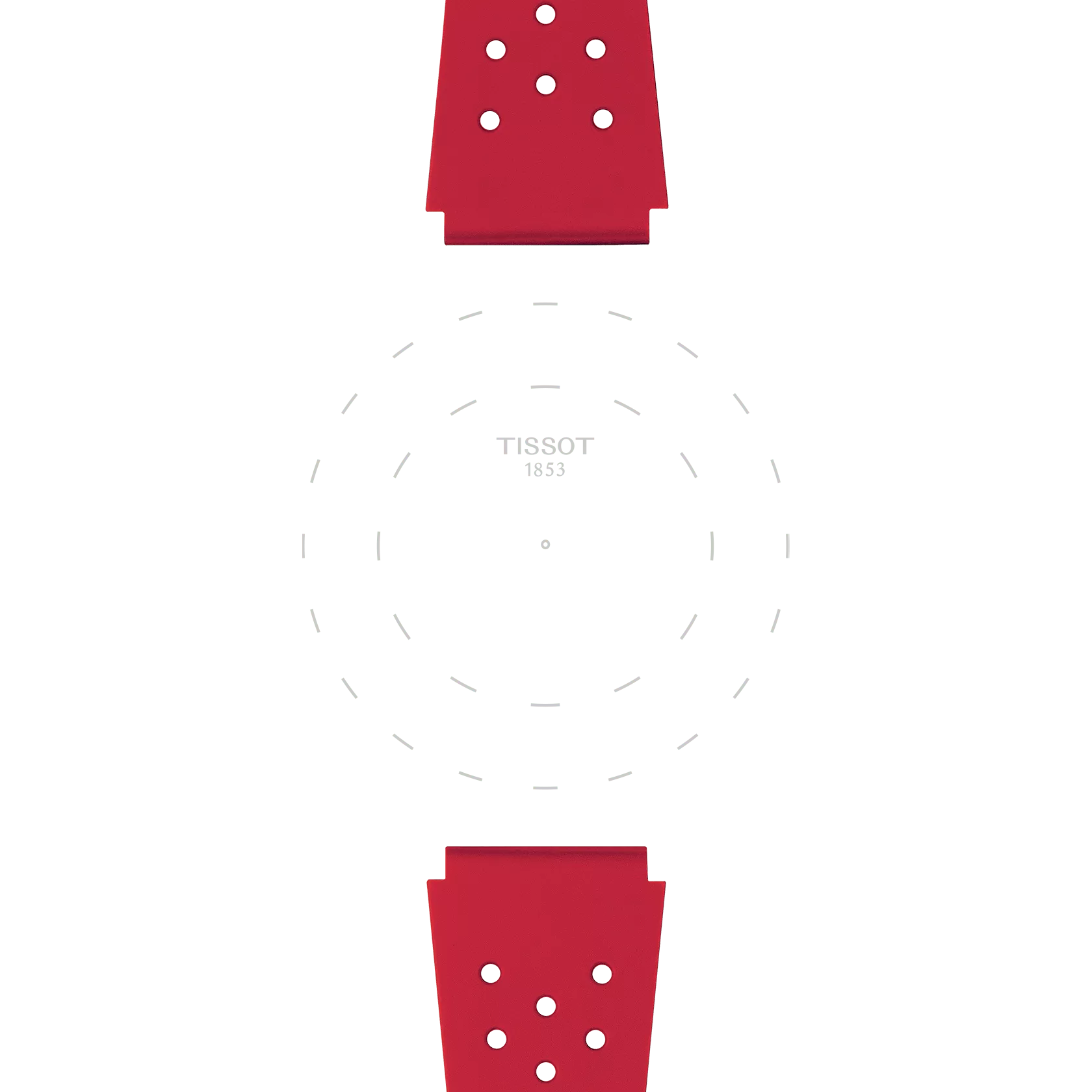 Focus on the lugs of Bracelet Officiel Tissot Sideral Caoutchouc Rouge