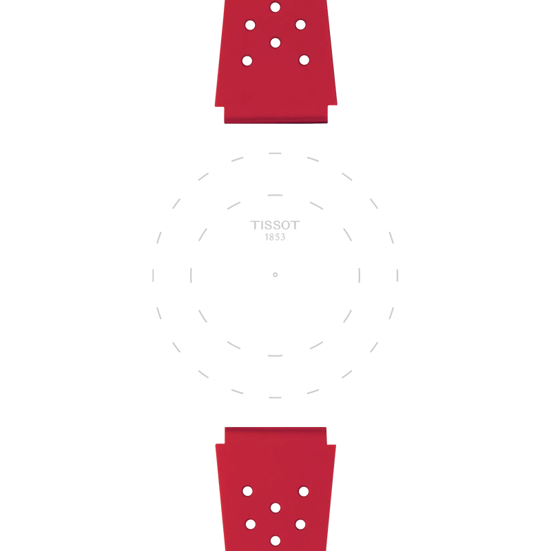 Focus on the lugs of Bracelet Officiel Tissot Sideral Caoutchouc Rouge