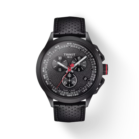 Front view of the watch Tissot T-Race Cycling Giro d'Italia  2022 Special Edition with shadow
