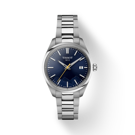 Front view of the watch Tissot PR 100 Jungfraubahn 34mm with shadow