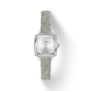 Front view of the watch Tissot Lovely Square Festive Kit with shadow