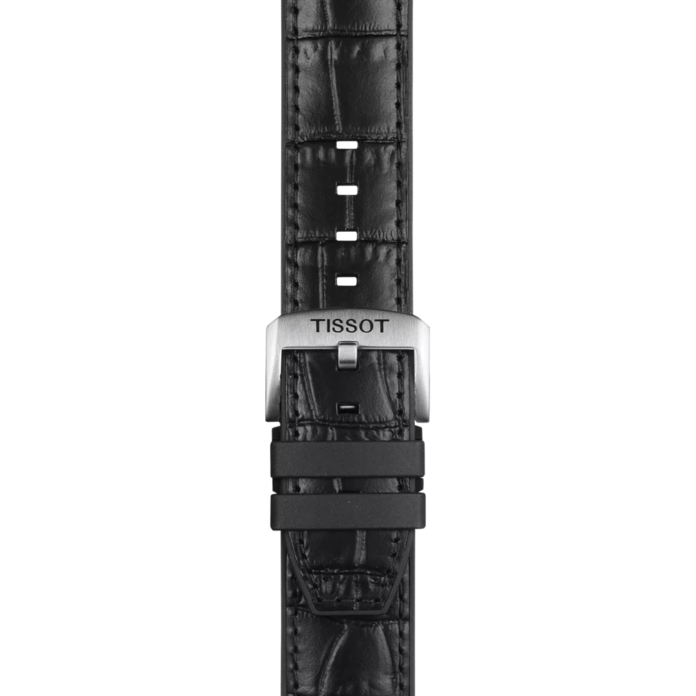 Zoom on Tissot Official Black Leather and Rubber Parts Strap Lugs 22 mm