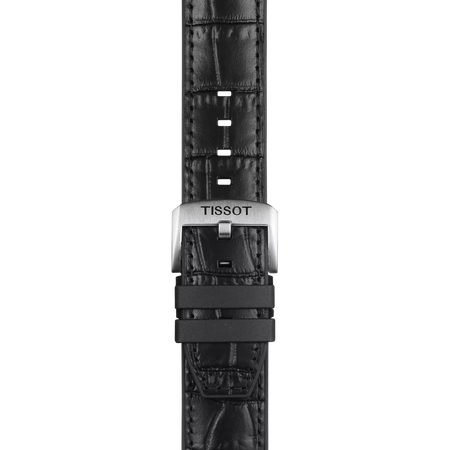 Zoom on Tissot Official Black Leather and Rubber Parts Strap Lugs 22 mm