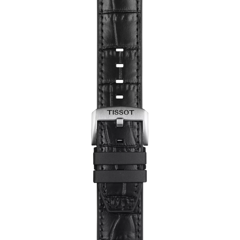 Zoom on Tissot Official Black Leather and Rubber Parts Strap Lugs 22 mm
