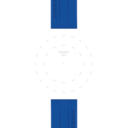 Focus on the lugs of Tissot Official Blue Silicone Strap Lugs 22mm
