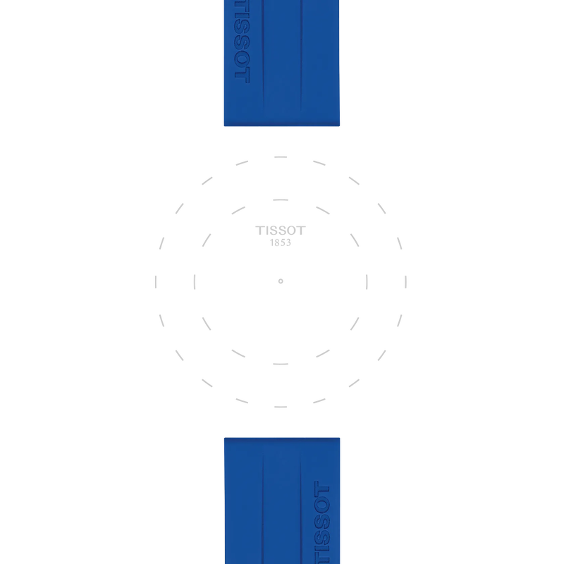 Focus on the lugs of Tissot Mavi Silikon Kayış Boynuz Aralığı 22 mm