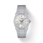 그림자가 있는 티쏘 PRX 35mm 시계의 전면 보기