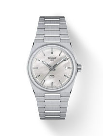 Front view of the watch Tissot PRX 35mm with shadow