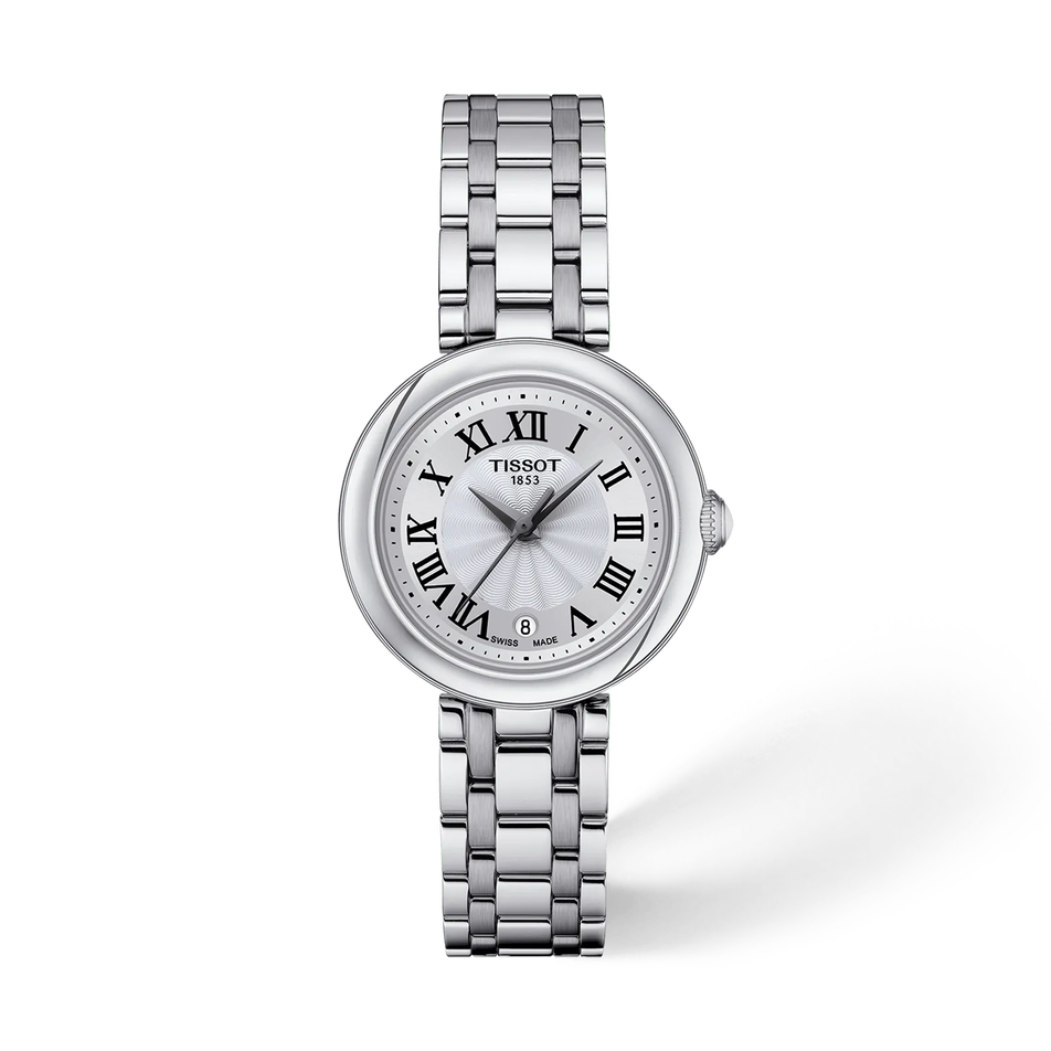 Front view of the watch Tissot Bellissima 26mm with shadow