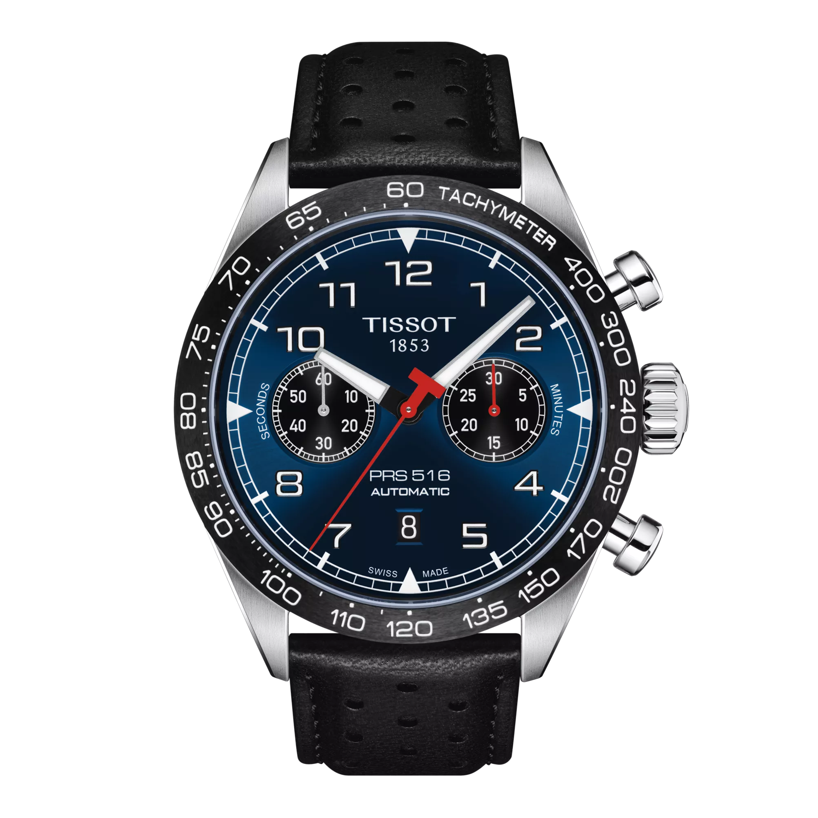 Front view of the watch Tissot PRS 516 Automatic Chronograph