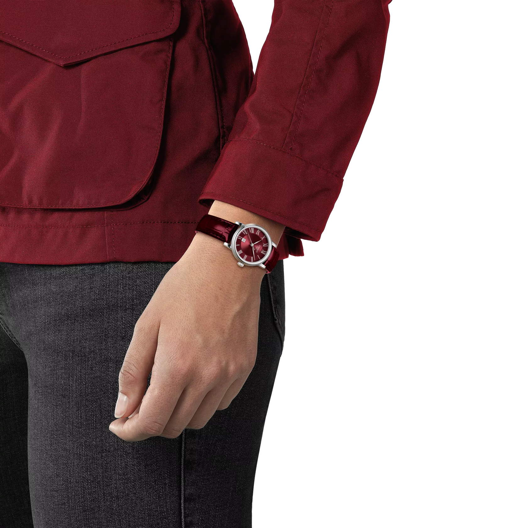 Simulación del reloj Tissot Carson Premium Lady en la muñeca