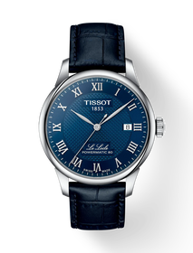 Front view of the watch Tissot Le Locle 39mm with shadow