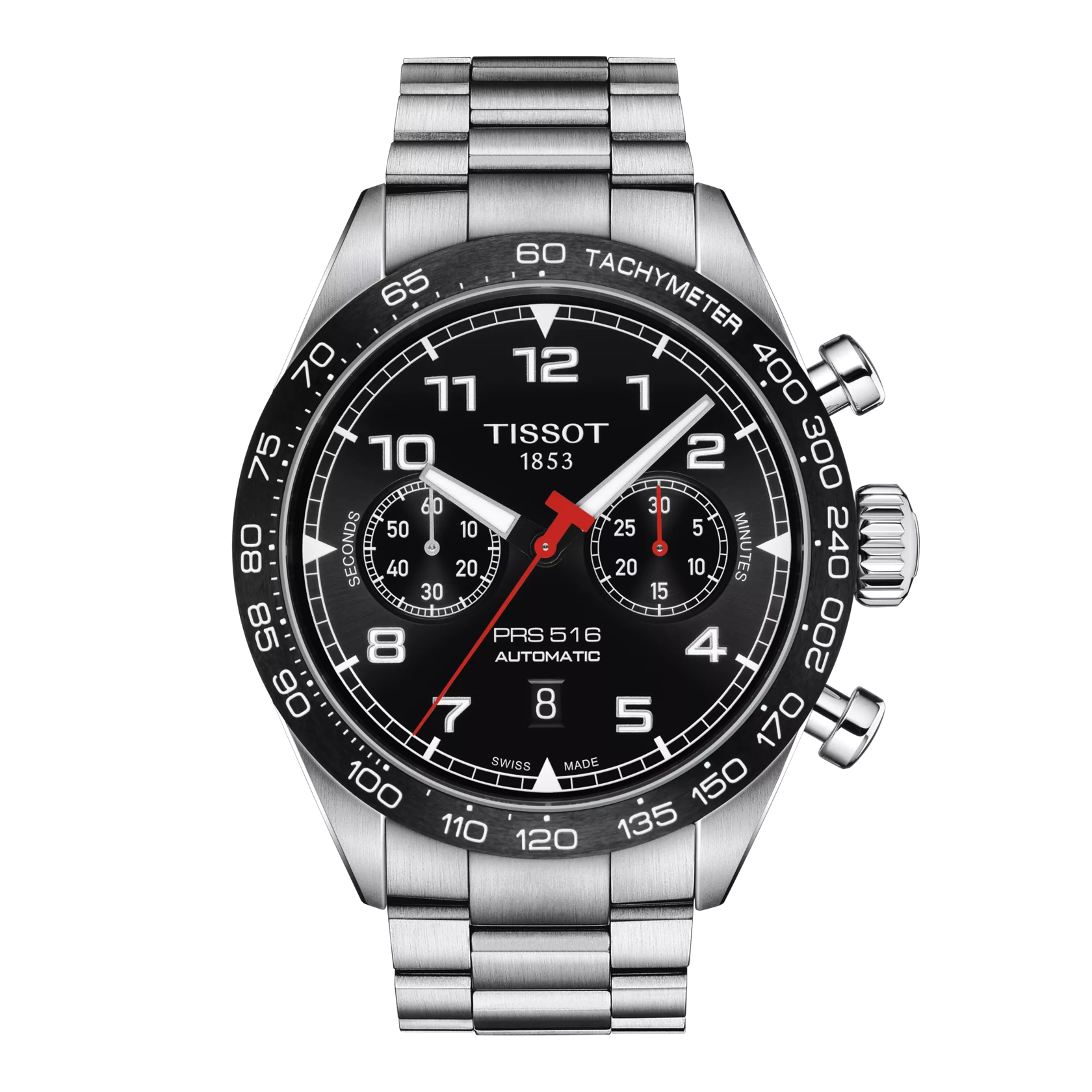 Front view of the watch Tissot PRS 516 Automatic Chronograph