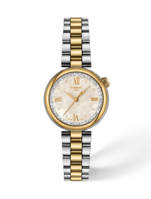 Vista frontal del reloj Tissot Desir 28mm con sombra