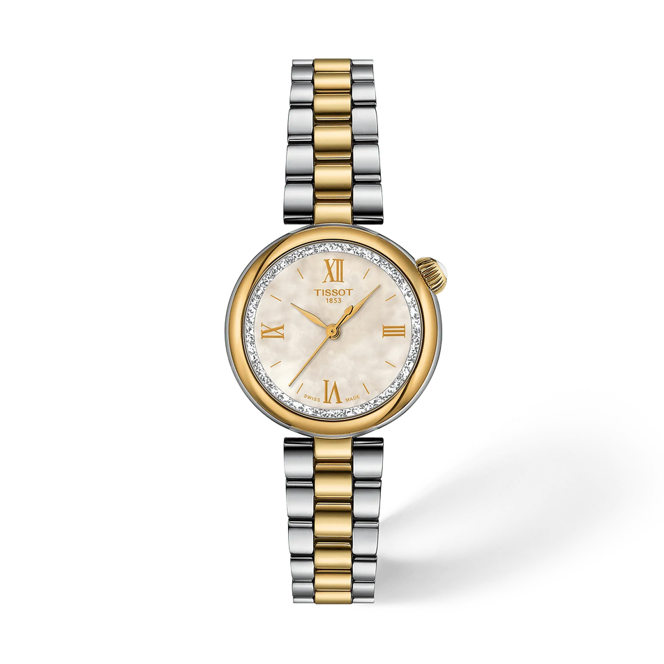 Vorderansicht der Uhr Tissot Desir 28mm mit Schatten