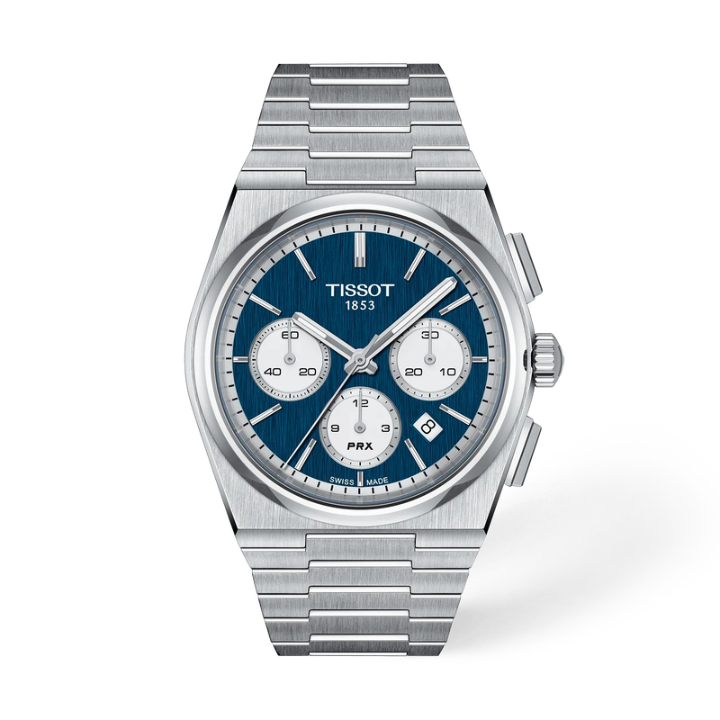 Front view of the watch Tissot PRX 42mm with shadow
