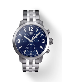 มุมมองด้านหน้าของนาฬิกา Tissot PRC 200 Chronograph พร้อมเงา
