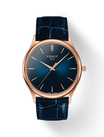 Front view of the watch Tissot Excellence 18K Gold with shadow