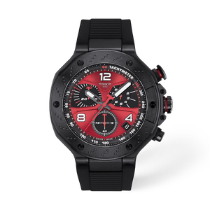 Front view of the watch Tissot T-Race MotoGP 2026 45mm with shadow