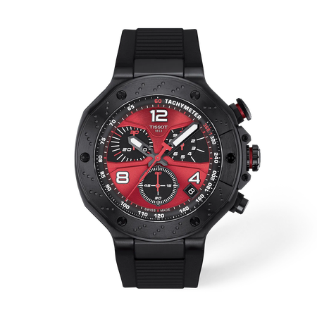Front view of the watch Tissot T-Race MotoGP 2026 45mm with shadow