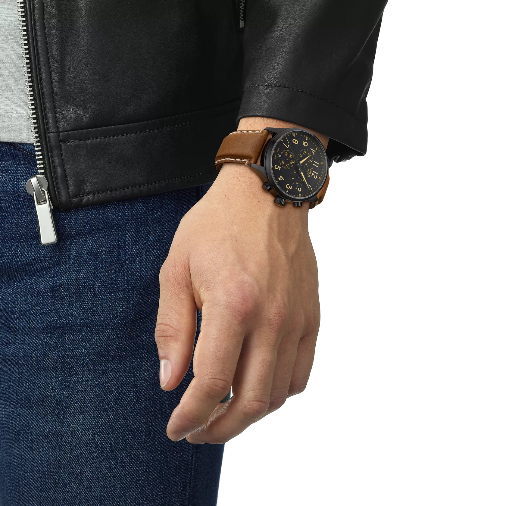 Simulation of the watch Tissot Chrono XL 45mm on a wrist