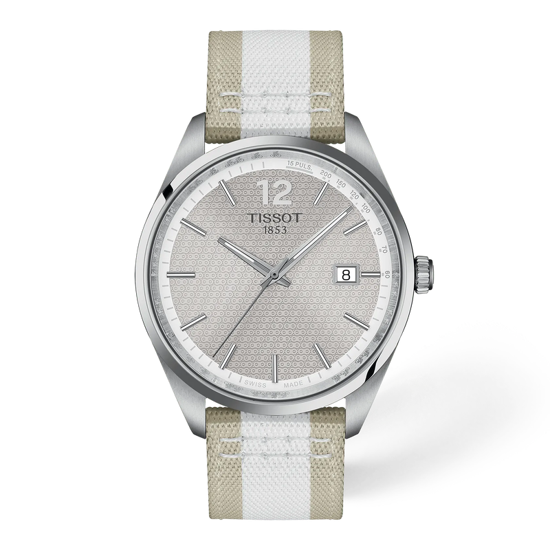 Front view of the watch Tissot PR 100 40mm with shadow